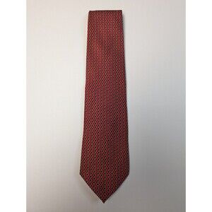 Ashford & Brooks London Men’s Tie 100% Silk Red and Black Geometric Career Work